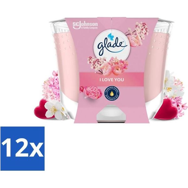 Glade - Candela Profumata I Love You - 100% Cera Di Colza - 204 G - Confezione Risparmio - 12 Pezzi-image
