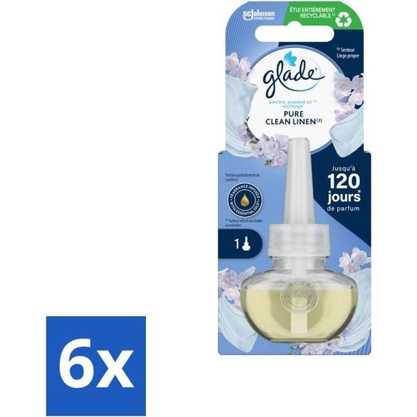 Glade - Ricarica Di Olio Elettrico - Pure Clean Linen - Senza Supporto - Confezione Risparmio - 6 Pezzi-image