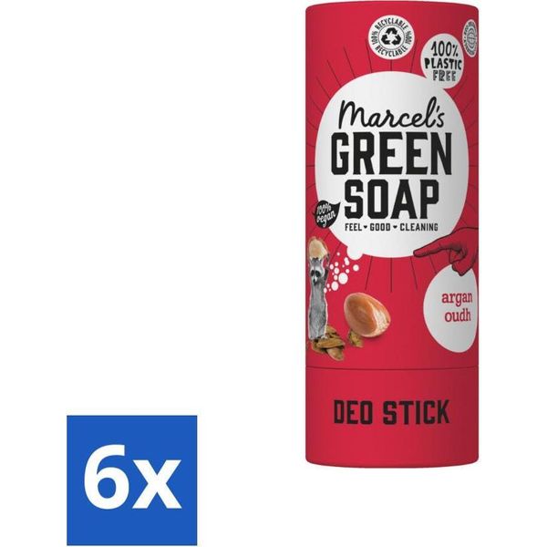 Marcel's Green Soap - Deodorante Stick - Argan & Oudh - Freschezza A Lunga Durata - 40 Gr - Confezione Risparmio - 6 Pezzi-image