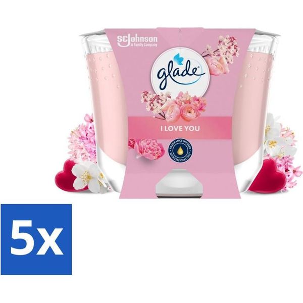Glade - Candela Profumata I Love You - 100% Cera Di Colza - 204 G - Confezione Valore - 5 Pezzi-image