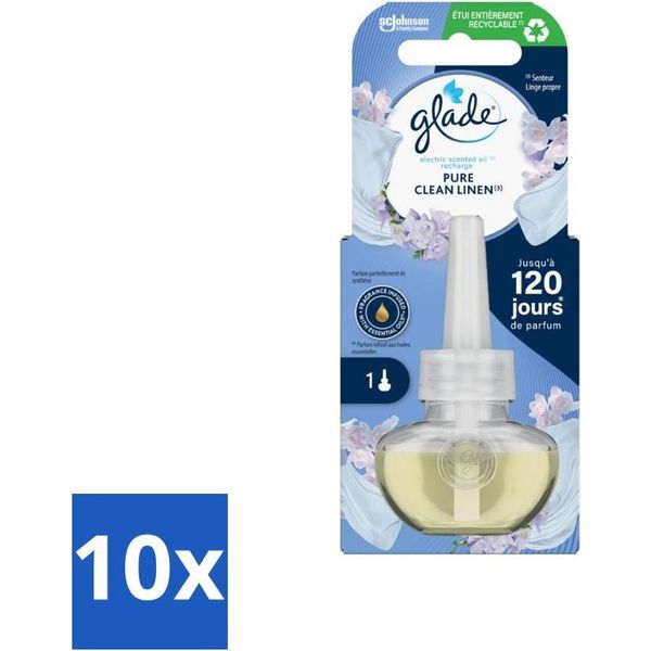 Glade - Ricarica Di Olio Elettrico - Pure Clean Linen - Senza Supporto - Confezione Risparmio - 10 Pezzi-image