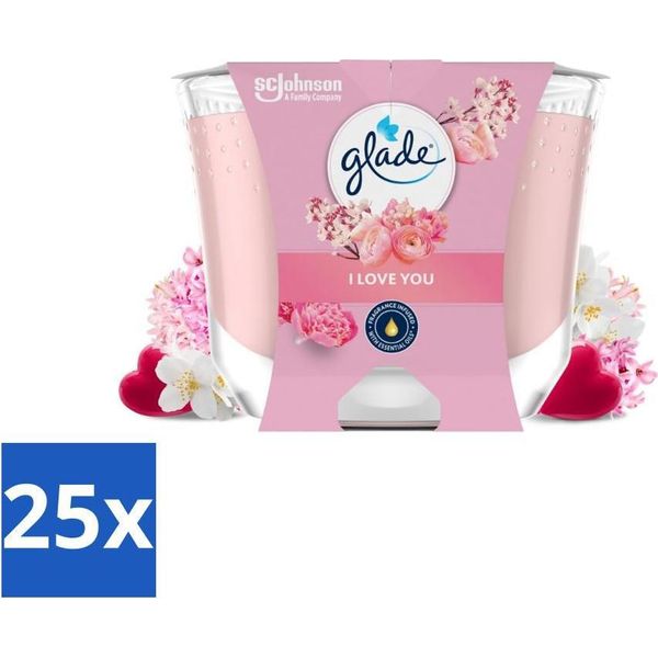 Glade - Candela Profumata I Love You - 100% Cera Di Colza - 204 G - Confezione Risparmio - 25 Pezzi-image