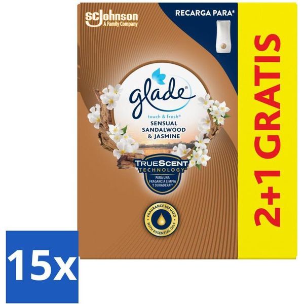 Glade - Touch & Fresh - Sandalo Sensuale Gelsomino - 10 Ml - Confezione Risparmio - 15 Pezzi-image
