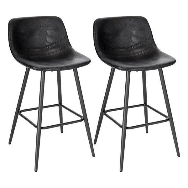 Sgabello Da Bar Hubertus - Con Schienale - Pelle Finta - Sgabelli Da Bar - Ergonomico - Altezza Seduta 63Cm - Nero - Set Di 2 - Cucina E Bar-image
