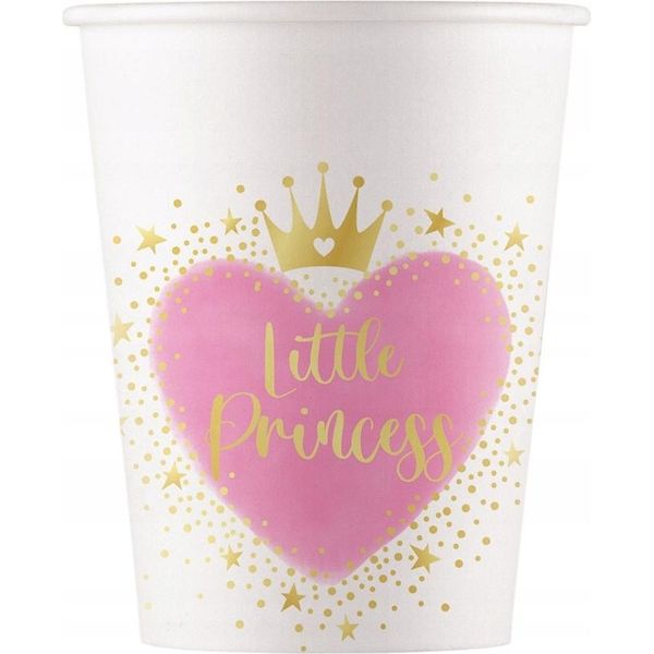 Little Princess, Bicchiere Di Carta Con Cuore Rosa, Compleanno Di Un Anno, 200 Ml, 8 Pezzi-image