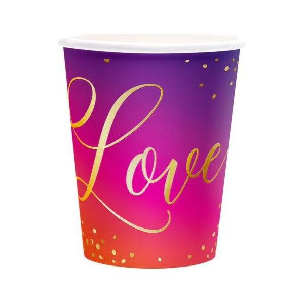 Bicchiere Di Carta Love Rosa 220Ml 6 Pezzi.-image