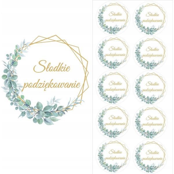 Adesivo Dolce Grazie Eucalipto Boho Foglie Comunione 50Mm 10Pz.-image