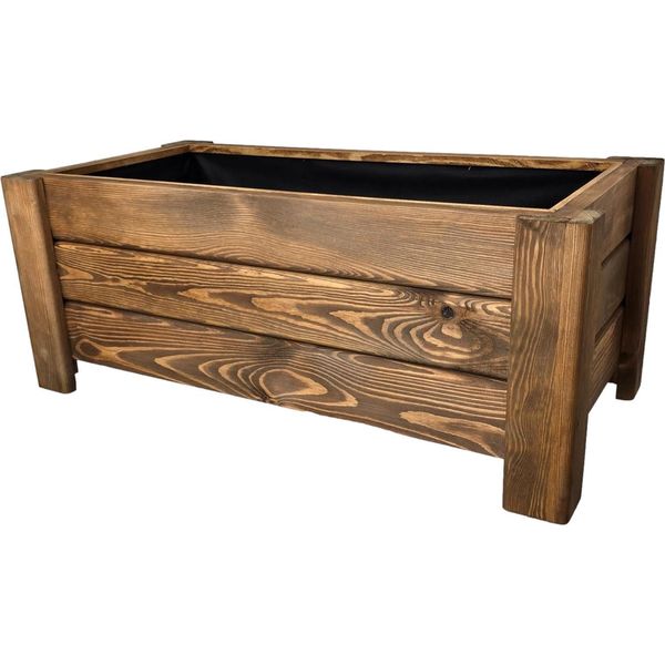Holzgarden Fioriera In Legno Impregnato 80X32X40 Cm Colore Teck Per Giardino Balcone Esterno 54 L Flora-image