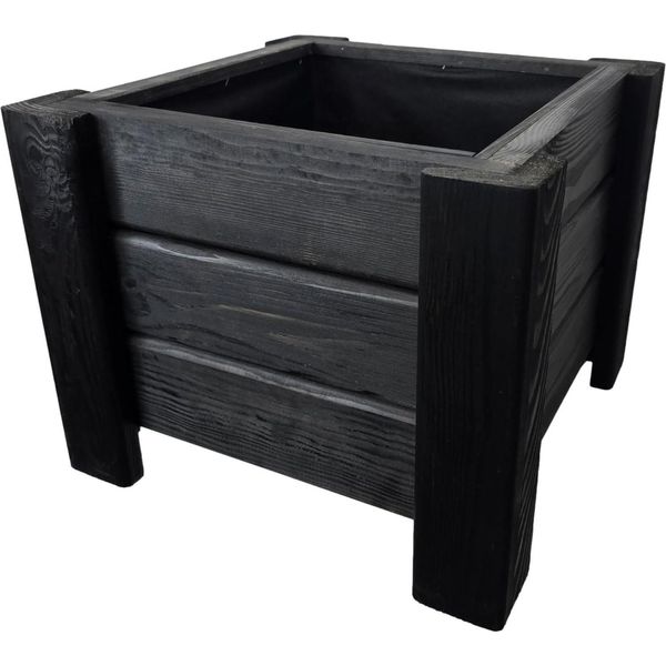Holzgarden Fioriera In Legno Impregnato 40X32X40 Cm Colore Ebano Per Giardino Balcone Esterno 23 L Flora-image