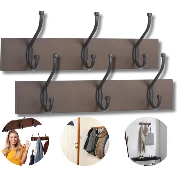 Porta Abiti Da Parete, Supporto Per Corridoio, Garderobe, 2X 34Cm, 2X 3 Ganci-image