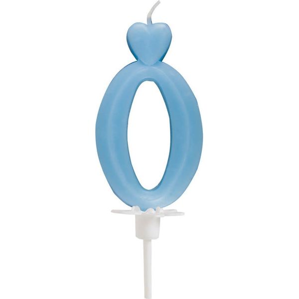 Candela Numero 0 Cuore Torta Blu-image