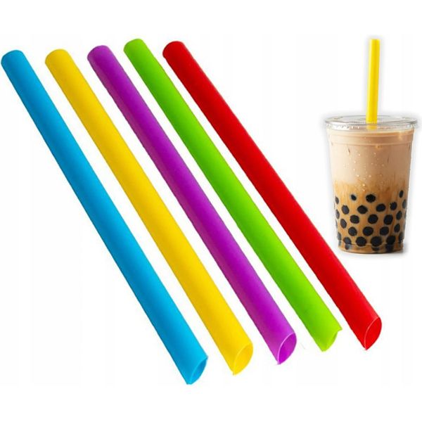 Cannucce Di Plastica Riutilizzabili Per Il Bubble Tea, Colorate, 200 Pezzi.-image