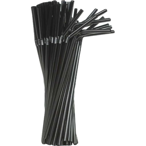 Cannucce Di Plastica Spezzate Riutilizzabili, Nero, 50 Pezzi-image