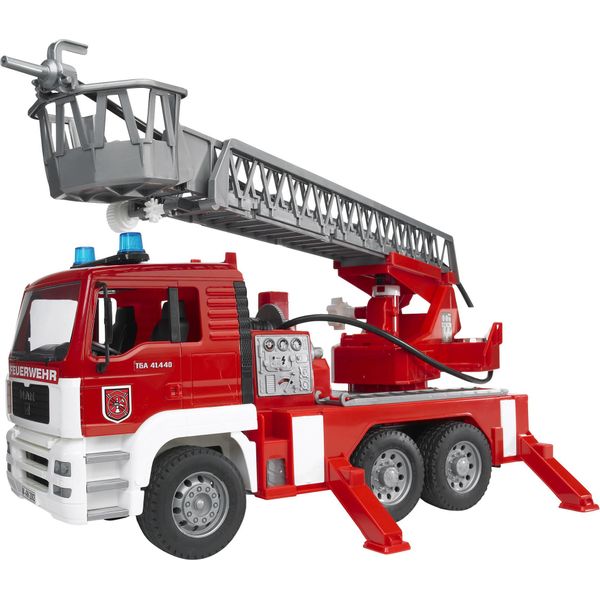 Bruder, Man Autopompa Con Scala Girevole 02771, 47X17,5X24,2 Cm, Rosso-image