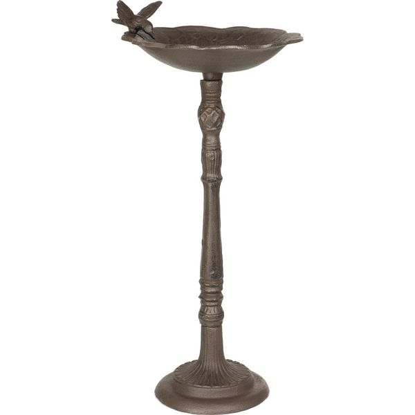 Moritz Mangiatoia Per Uccelli In Ghisa Alta 54 Cm Marrone Solida Mangiatoia Per Uccelli Selvatici Da Giardino Con Supporto Design Antico-image