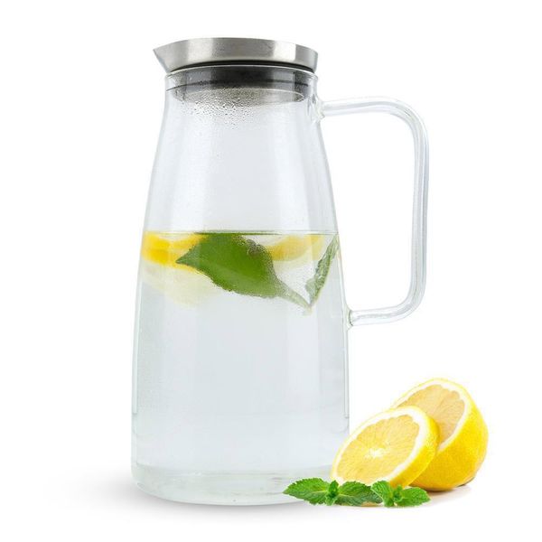 Caraffa Intirilife In Clear - Caraffa Da 1,2 Litri In Vetro Borosilicato Con Manico E Coperchio Resistente Al Calore, Adatta Per Bevande Calde E Fredde, Tè, Caffè, Acqua E Molto Altro.-image