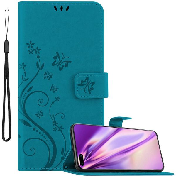 Cadorabo Cover Per Huawei P40 Pro / P40 Pro+ Cover Protettiva In Blu Cover Protettiva Cover Per Cellulare Cover Case Fiori Fiore-image