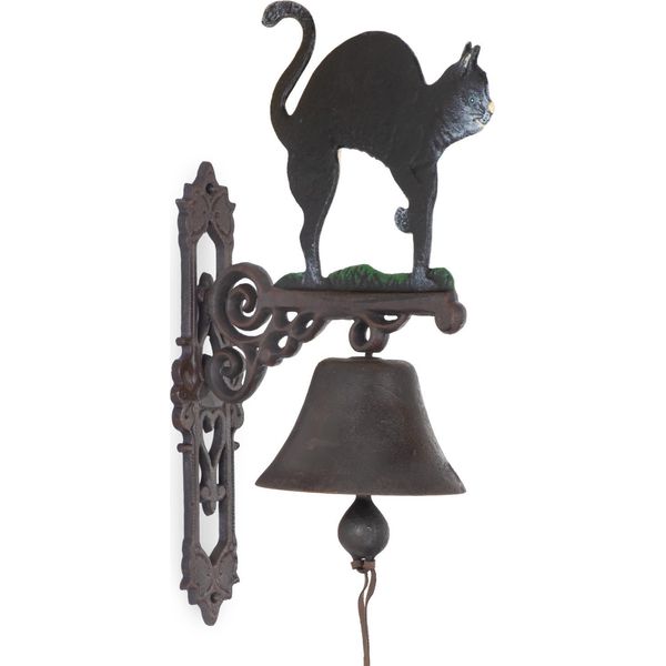 Moritz Campanello Per Porta 43 Cm Gatto Con Gobba In Ghisa Stile Antico Campanello Retrò Montaggio A Parete-image