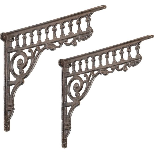 2 Pezzi Supporto Per Mensola Moritz Supporto Da Parete Mensola Da Parete 23 Cm X 28 Cm Supporto Per Mensola Supporto Per Mensola Supporto Da Parete In Ghisa Marrone-image