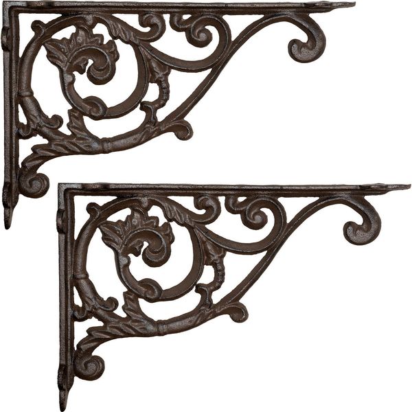 2 Pezzi Supporto Per Mensola Moritz Supporto Per Parete Mensola Per Parete 22 Cm X 33 Cm Supporto Per Mensola Supporto Per Mensola Supporto Per Parete In Ghisa Marrone-image