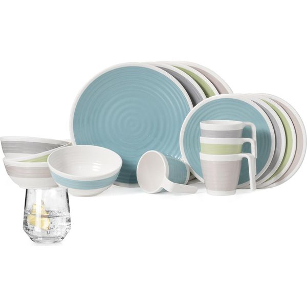 Set Di Stoviglie Da Campeggio In Melamina Per 4 Persone Harmonie 16 Pezzi + Bicchieri Milano Bicchieri Da Acqua Stoviglie Da Picnic Bbq Pentole-image