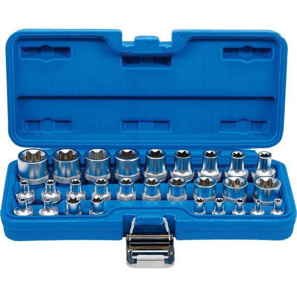 Bgs 70099 | Set Di Chiavi A Bussola, Profilo E | Attacco Quadro 6,3 Mm (1/4") / 12,5 Mm (1/2"") | Sw E4 - E24 | 28 Pz."-image