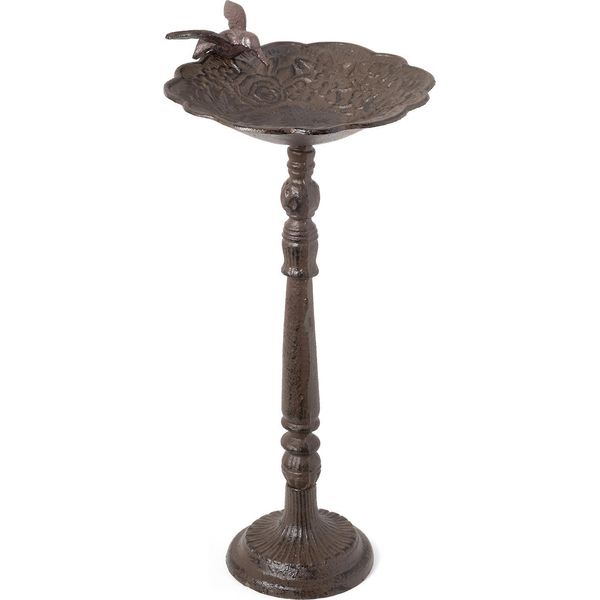 Moritz Bird Bath Mangiatoia Per Uccelli Selvatici In Ghisa Per Giardino Bird Bath Con Supporto Dal Design Antico Alto 40 Cm Marrone-image