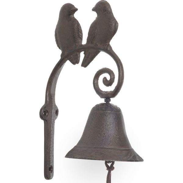Moritz Campanello Porta Campana Uccello Coppia Uccelli Campana Da Muro Decorazione Giardino Ghisa Rustico Antico Design Stile Retro Campana-image