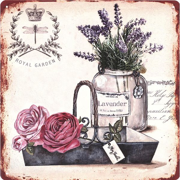 Moritz Cartello Decorativo Retrò In Latta Royal Garden Lavender Lavanda Idea Regalo In Metallo Design Vintage Per Decorazione-image
