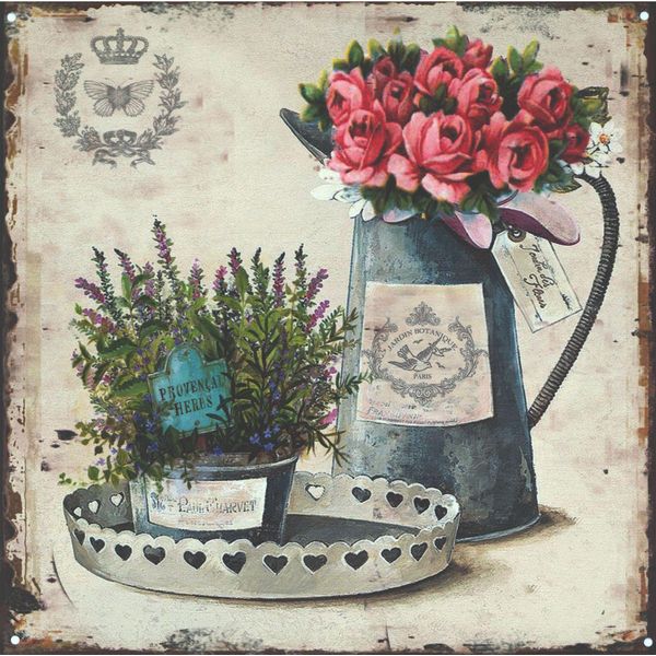 Moritz Retro Segno Decorativo Di Latta Rose E Levatrice Idea Regalo In Metallo Design Vintage Per La Decorazione-image