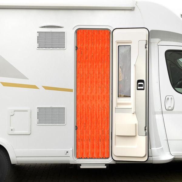 Tenda In Ciniglia Moritz 56 X 185 Cm Arancione Per Porte, Come Zanzariera Per Il Campeggio E La Roulotte-image
