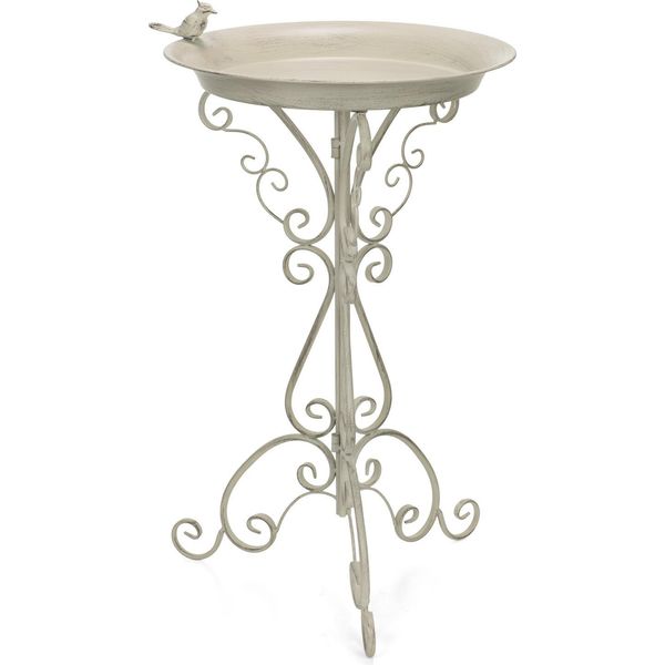 Moritz Vasca Per Uccelli Vasca Per Uccelli Bianca Con Uccellino Sulla Ciotola Dell'acqua Altezza 73Cm Vasca Per Uccelli In Piedi Abbeveratoio Decorato Giardino Antigelo-image