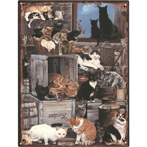 Moritz Segno Decorativo Di Latta Gatti Gattini Gattino Segno Di Metallo Retro Design Vintage Per La Decorazione Decorazione Della Parete-image