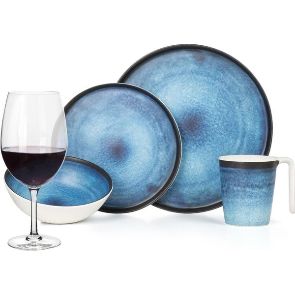 Set Di Stoviglie Da Campeggio In Melamina 4 Persone Oceano Profondo + 4 Bicchieri Da Vino Rosso Tiamo Bicchieri Da Vino Rosso Stoviglie Picnic Bbq-image