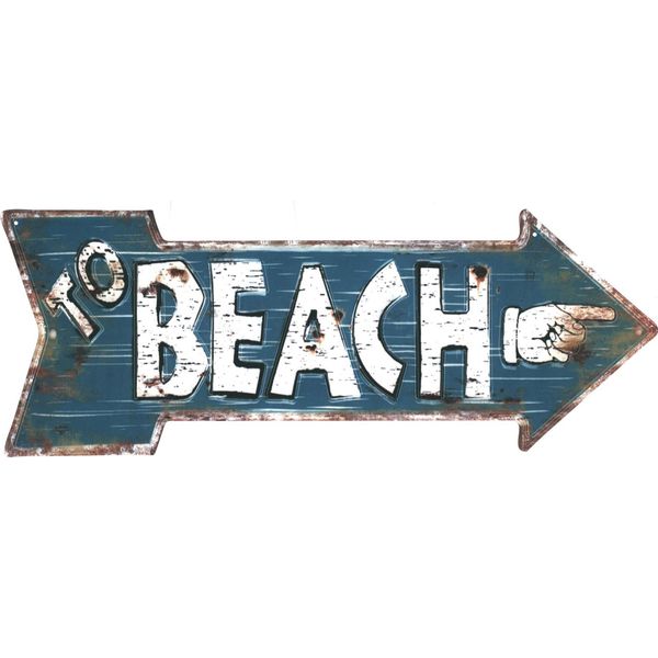 Moritz Segno Di Latta To Beach Finger 20 X 50 Vintage Retro Nostalgia Decorazione In Metallo-image