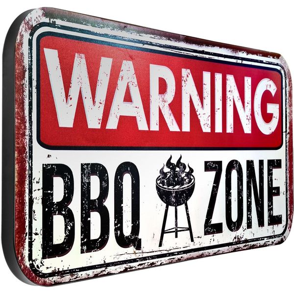 Cartello Di Latta Moritz Xxl Warning Bbq Zone 100 X 46,5 Vintage Retro Nostalgia Decorazione In Metallo-image