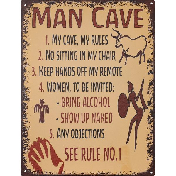 Insegna Di Latta Moritz 25 X 33 Cm Man Cave 5 Regole Insegna Decorativa In Metallo Retro Vintage Detti Divertenti-image