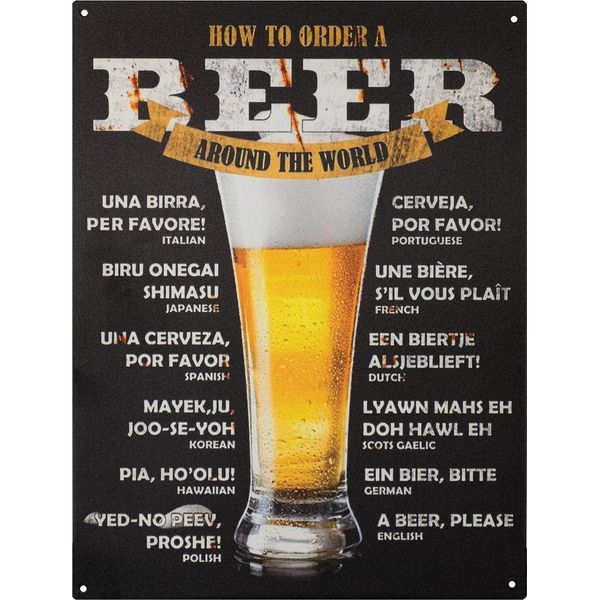 Insegna Di Latta Moritz 25 X 33 Cm How To Order A Beer Around The World Decorazione Di Birra Insegna Di Metallo Retro Vintage Detti Divertenti-image