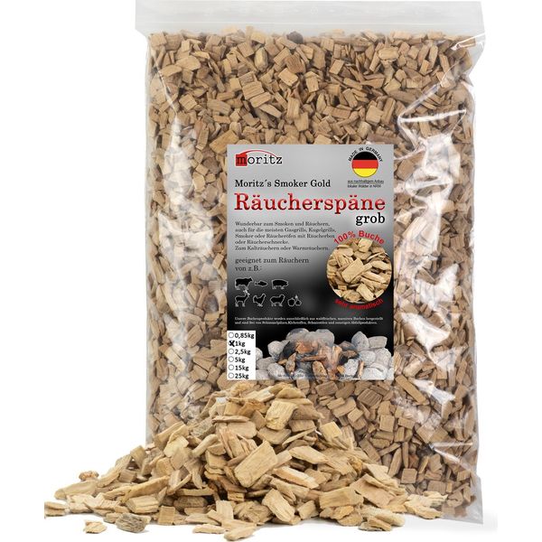 Moritz 1Kg Trucioli Di Faggio Grossolani 6 -12 Mm Affumicatura I Affumicatura A Freddo Di Pesce Carne Salsicce Formaggio Verdure Anche Per Bbq I Grill - Farina Per Affumicatura-image