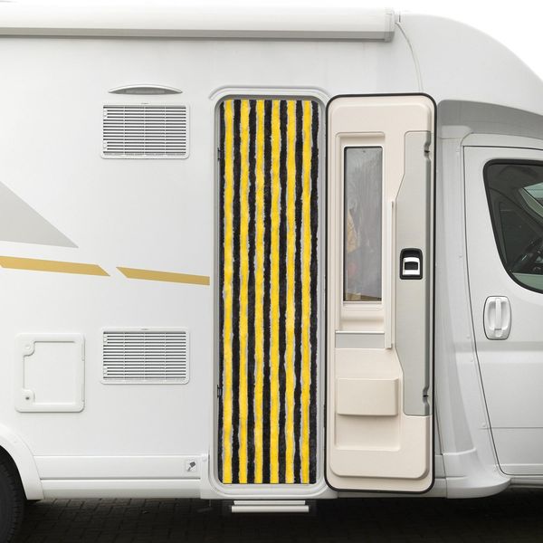 Tenda In Ciniglia Moritz 56 X 185 Cm Nero Giallo Tenda Per Porta Come Zanzariera Zanzariera Per Campeggio Caravan-image