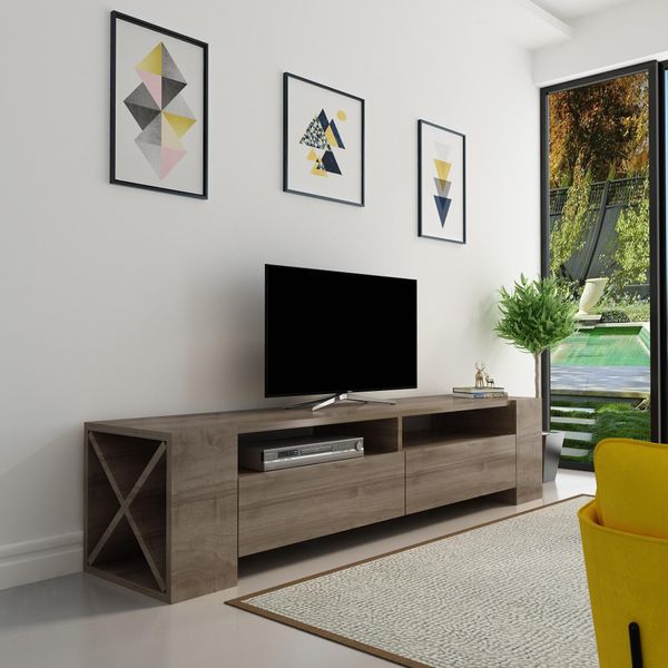 Skye Decor, Sosruko - Walnut, Tavolino Tv, Noce, 100 % Melamin Coated Slipboard, 155 X 35 X 35 Cm-image