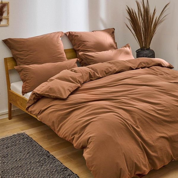 Set Di Biancheria Da Letto Blumtal 135X200 Marrone - 100% Cotone - 2 Copripiumini + 2 Federe 80X80Cm-image