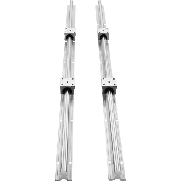 Succebuy Set Di Guide Lineari, SBR12 1000 Mm, 2 Pezzi Di Guide Da 39,4 Pollici E 4 Pezzi Di Pattini SBR12UU, Set Di Guide Lineari E Cuscinetti Per Fresatrici Cnc-image