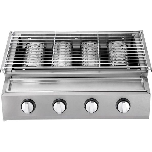 Grill A Gas Per Barbecue, Acciaio Inox, 4 Bruciatori, Argento-image