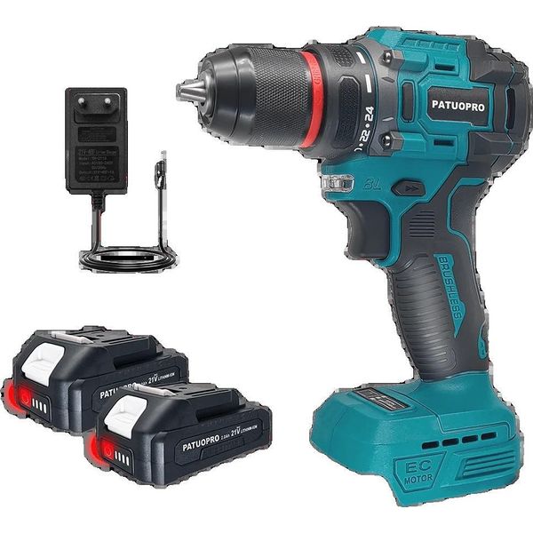 Trapano Elettrico A Batteria, Motore Brushless, Due Impostazioni Di Velocità, Batteria 2STK 2,0Ah, Eu-image