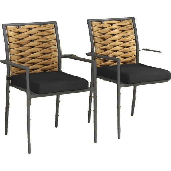 Sedie Da Giardino, Telaio In Acciaio Verniciato A Polvere, Rattan Pe Resistente Agli Agenti Atmosferici, Lunghezza 57 Cm, Larghezza 58 Cm, Altezza 87 Cm-image