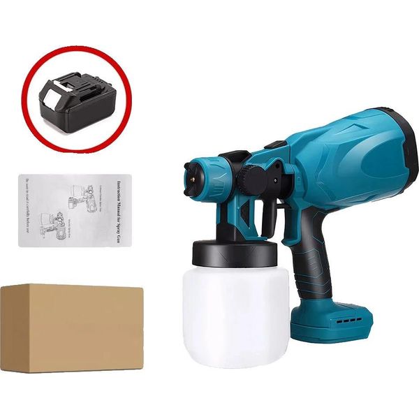 Pistola A Spruzzo Per Verniciatura, Design A Batteria, Flusso Ugello Regolabile, Con 1 Batteria, Spina Ue-image