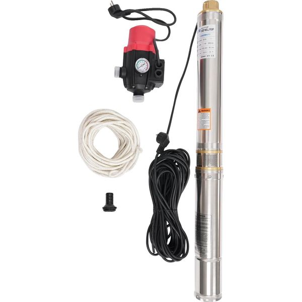 Pompa Sommergibile Per Pozzi, Potenza 750 W, Velocità 2850 Giri/Min, Prevalenza Massima 70 M, Lunghezza Cavo 20 M, Struttura In Acciaio Inox-image