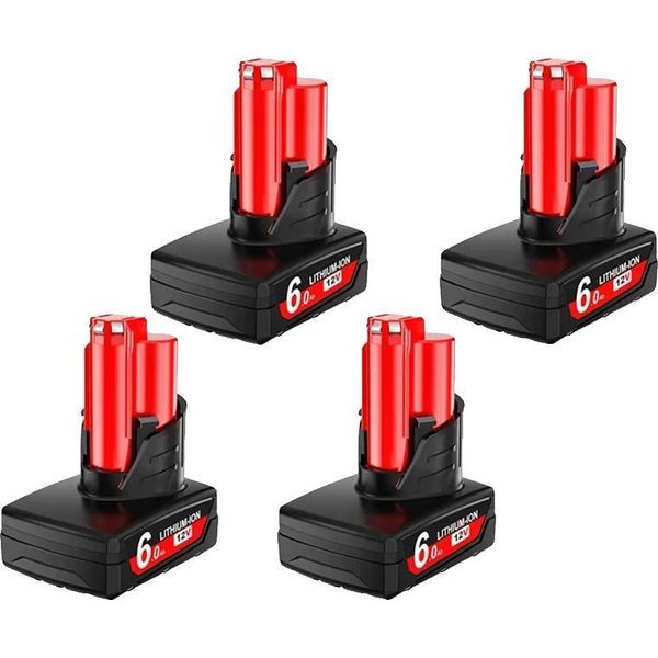 Batteria, Compatibile Con Utensili Da 12 V, Ricaricabile Agli Ioni Di Litio, 4 Pezzi Da 6000 Mah-image