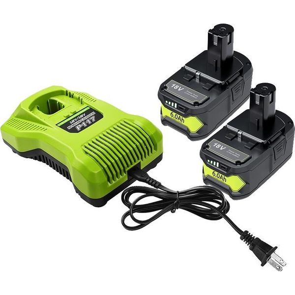Adattatore Per Batteria, Capacità 6000Mah, Compatibile Con Gli Utensili Elettrici, 2 Batterie 1 Caricatore-image